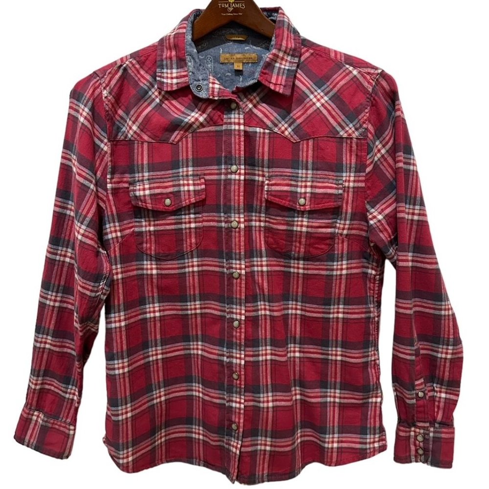 Jachs Girlfriend Bea Plaid Flannel Shirt Women's Size M EUC